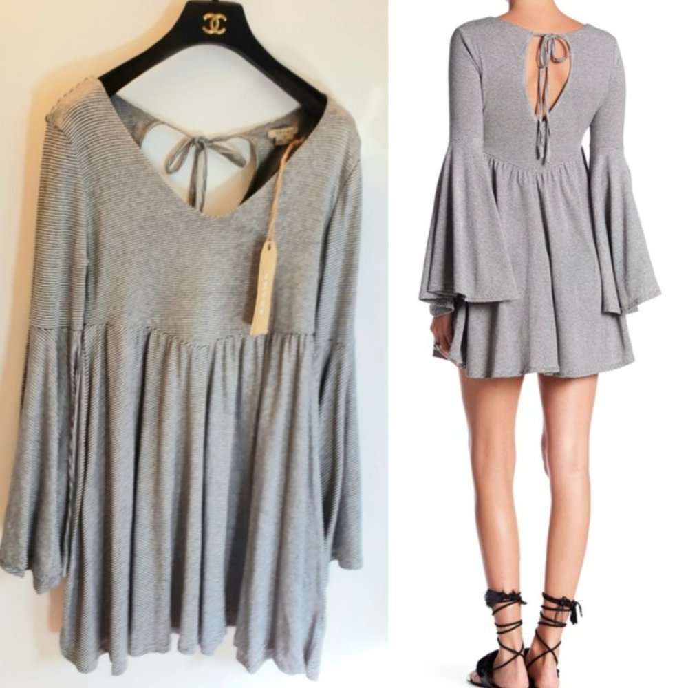 New Anthropologie x ANAMA gray 100% Cotton Swing Slip Tunic Mini Dress Swing - Picture 12 of 12
